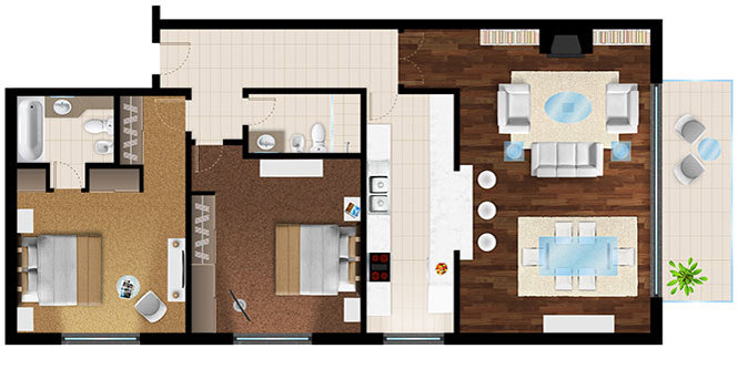 Apartamento de 2 habitaciones